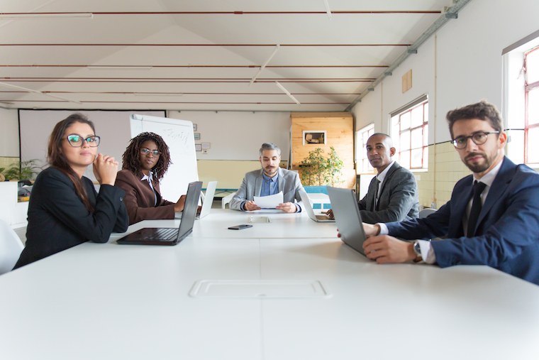 board meeting in bright room